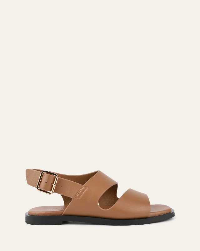 Women's Flat Slide Sandals with a Memory Foam Insole in White for All - Day Comfort Women's Flat Slide Sandals with a Memory Foam Insole in White for All - Day Comfort Waterproof Women's Rubber Beach Sandals with Arch Support in Blue for Water ActivitiesSADIE FLAT SANDALS CARAMEL LEATHER