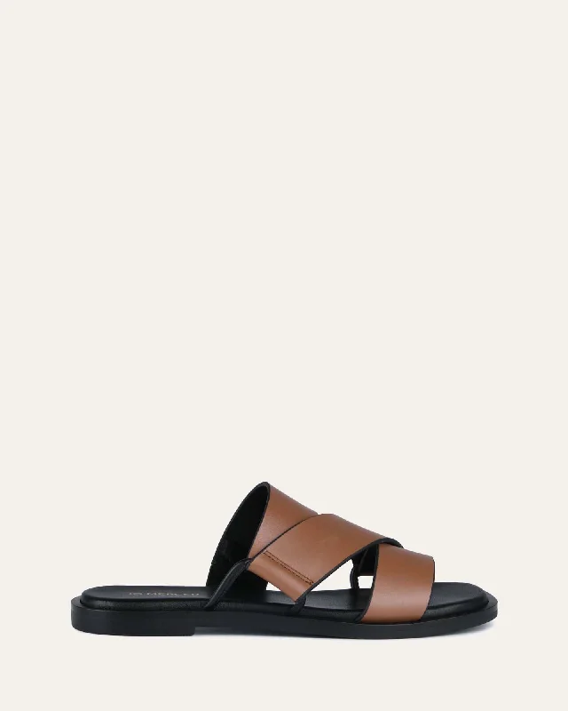 Women's Sandals with a Floral - Printed Upper in Pink for a Feminine Spring Look Women's Sandals with a Floral - Printed Upper in Pink for a Feminine Spring Look Women's Cork - Soled Espadrille Sandals with a Rope - Trimmed Upper in Navy for a Summer VibeSHELBY FLAT SLIDES DARK TAN LEATHER