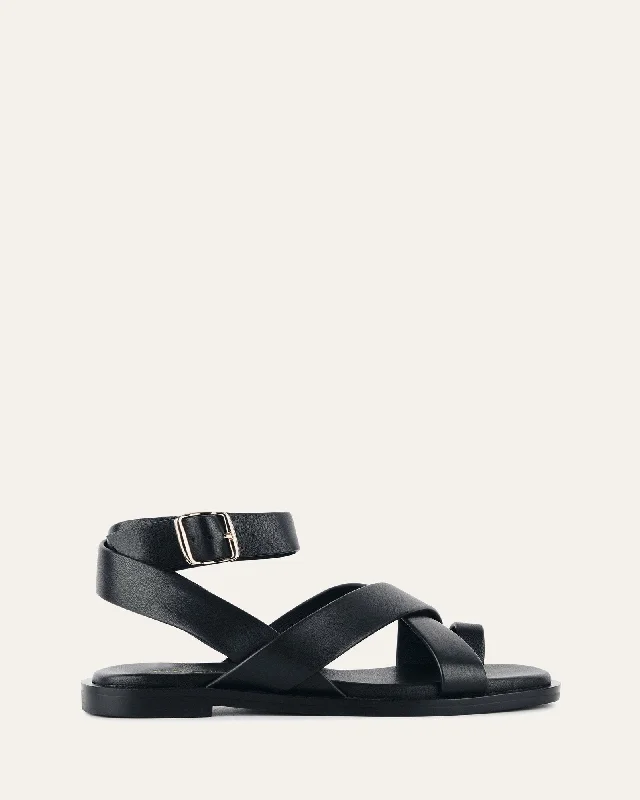 Women's Thong Sandals with a Beaded Design in Multicolor for a Beachy Aesthetic Women's Thong Sandals with a Beaded Design in Multicolor for a Beachy Aesthetic Women's Flat Slide Sandals with a Memory Foam Insole in White for All - Day ComfortSHONA FLAT SANDALS BLACK LEATHER