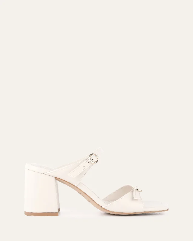 Women's Ankle - Strap Sandals with a Block Heel in Red for a Sophisticated Style Women's Ankle - Strap Sandals with a Block Heel in Red for a Sophisticated Style Sustainable Women's Recycled Material Sandals in Beige for Eco - Conscious ShoppersSPENCER MID HEEL SANDALS OFF WHITE LEATHER