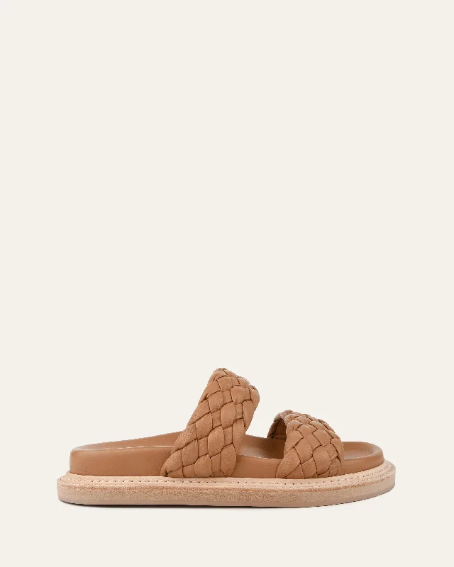 Women's Ankle - Strap Sandals with a Block Heel in Red for a Sophisticated Style Women's Ankle - Strap Sandals with a Block Heel in Red for a Sophisticated Style Child - Friendly Women's Sandals with a Secure Buckle in Purple for Moms on the GoVEGA FLAT SANDALS TOFFEE LEATHER