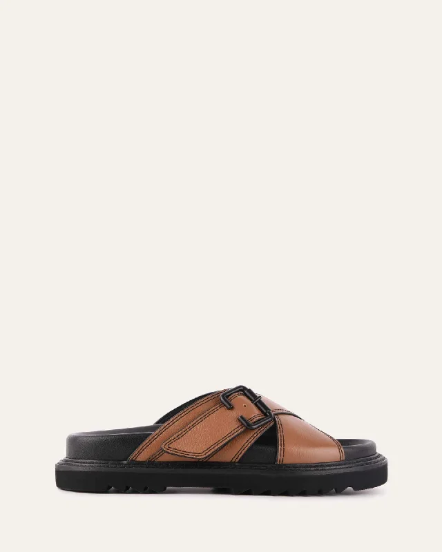 Women's Sandals with a Glitter - Coated Strap in Gold for a Sparkly Summer Outfit Women's Sandals with a Glitter - Coated Strap in Gold for a Sparkly Summer Outfit Elastic - Strap Women's Sandals with a Padded Toe in Teal for Easy On - and - OffVENOM FLAT SLIDE SANDALS DARK TAN LEATHER