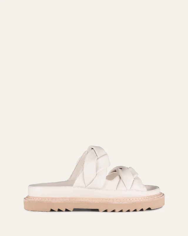Women's Leather - Strapped Sandals with a Braided Detail in Brown for a Rustic Appeal Women's Leather - Strapped Sandals with a Braided Detail in Brown for a Rustic Appeal Orthopedic Women's Sandals with Arch Support in Gray for Foot HealthVENUS FLAT SLIDES OFF WHITE LEATHER