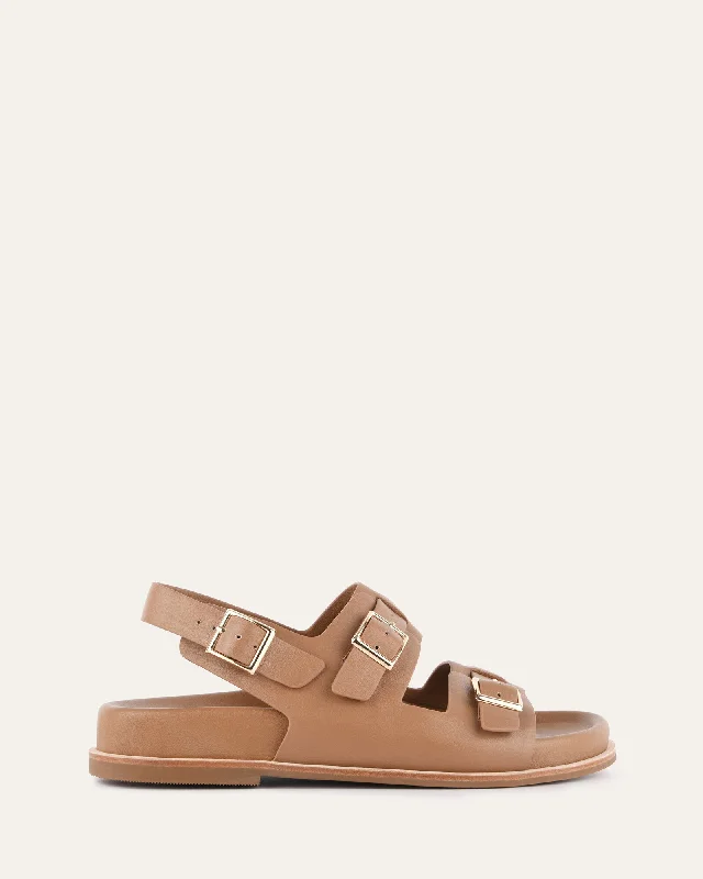 Women's Flat Slide Sandals with a Memory Foam Insole in White for All - Day Comfort Women's Flat Slide Sandals with a Memory Foam Insole in White for All - Day Comfort Lightweight Women's Mesh - Paneled Sandals in Yellow for BreathabilityVERONA FLAT SANDALS TAN LEATHER