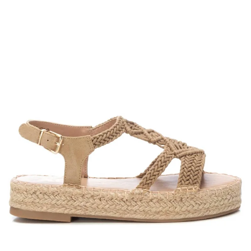 Women's Cork - Soled Espadrille Sandals with a Rope - Trimmed Upper in Navy for a Summer Vibe Women's Cork - Soled Espadrille Sandals with a Rope - Trimmed Upper in Navy for a Summer Vibe Women's Sandals with a Wedge Heel and a Tassel Detail in Orange for a Trendy LookWomen's Flat Sandals In Beige