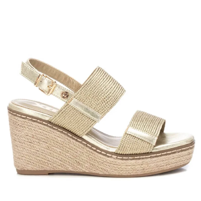 Women's Cork - Soled Espadrille Sandals with a Rope - Trimmed Upper in Navy for a Summer Vibe Women's Cork - Soled Espadrille Sandals with a Rope - Trimmed Upper in Navy for a Summer Vibe Women's Sandals with a Wedge Heel and a Tassel Detail in Orange for a Trendy LookWomen's Wedge Sandals In Gold