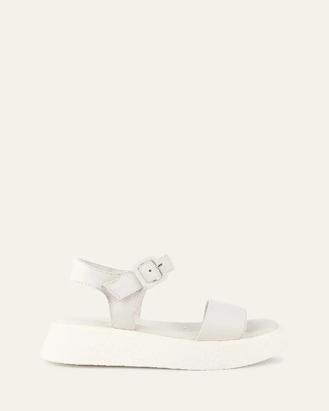 Women's Sandals with a Floral - Printed Upper in Pink for a Feminine Spring Look Women's Sandals with a Floral - Printed Upper in Pink for a Feminine Spring Look Women's Cork - Soled Espadrille Sandals with a Rope - Trimmed Upper in Navy for a Summer VibeZURI FLAT SANDALS WHITE LEATHER