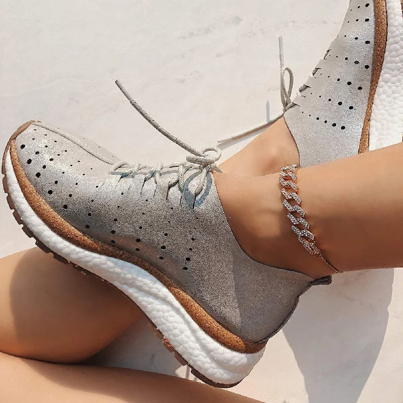 Women's athletic shoes with a brand - logo - prominent design ALSTEAD in SILVER Sneakers Women's athletic shoes with a brand - logo - prominent design ALSTEAD in SILVER Sneakers