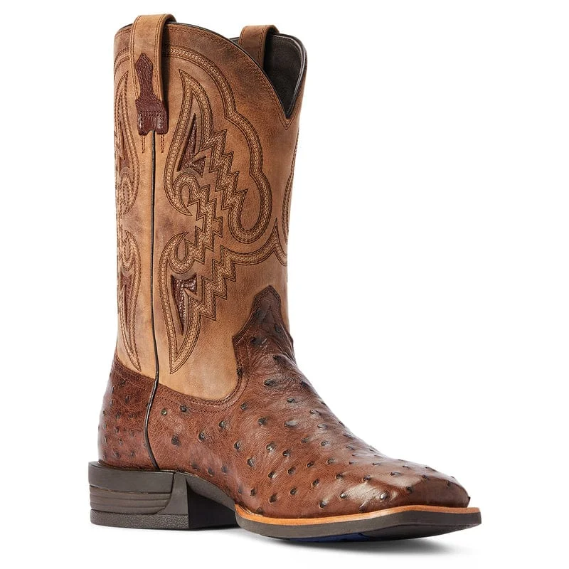 Ariat Men's Dagger Dark Tabac Full Quill Ostrich Exotic Western Boots 10042475