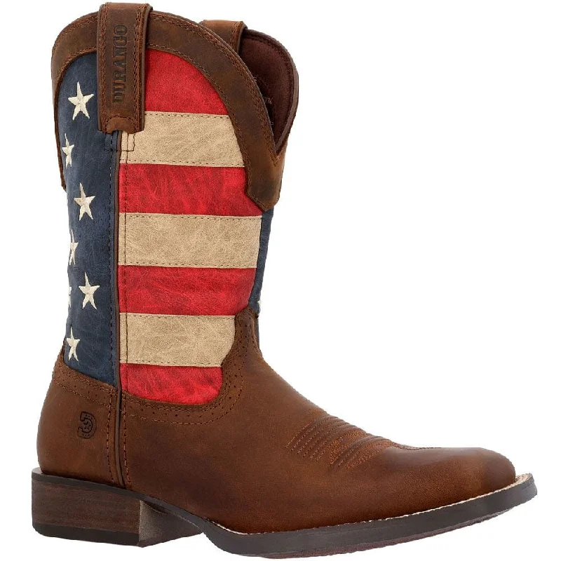 Durango Men's Saddlebrook Brown Union Flag Square Toe Western Boots DDB0446