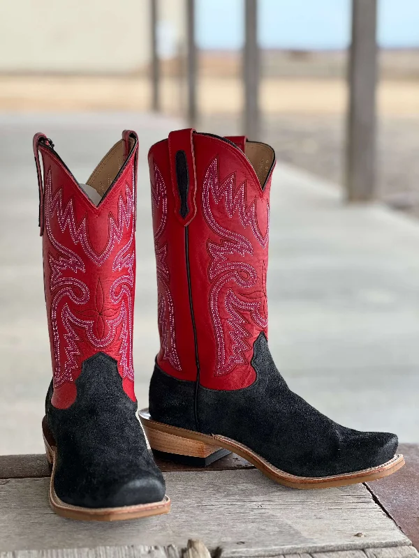 Fenoglio Boot Co. | Black Victoria Roughout w/ Red Boot