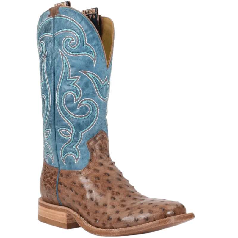 Hyer Men's Jetmore Tabac/Blue Square Toe Exotic Cowboy Boots HM11008