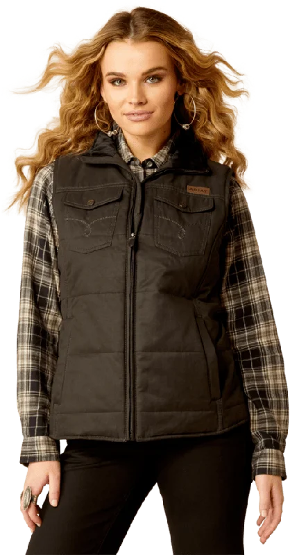 women's high shaft moto bootsAriat Women's Black Grizzly Quilted Vest