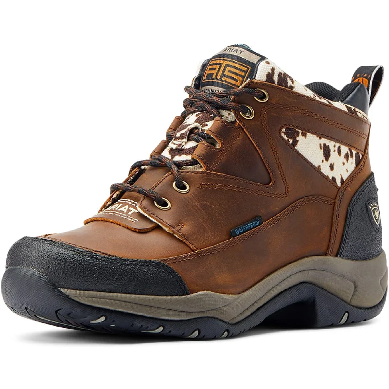 women's zippered moto bootsAriat Women's Cow Print Terrain Waterproof Boot