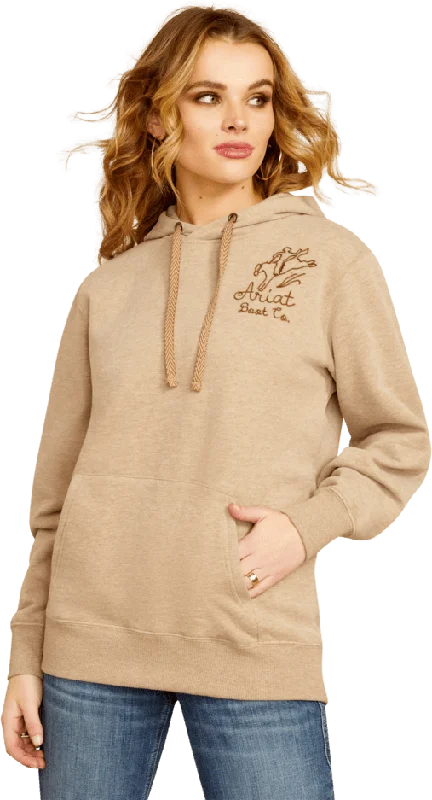 women's over-the-knee moto bootsAriat Women's Dark Oatmeal Heather Bronco Stitch Hoodie