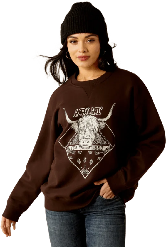 women's western boots for line dancingAriat Women's Mole Taurus Oversized Crew Sweatshirt