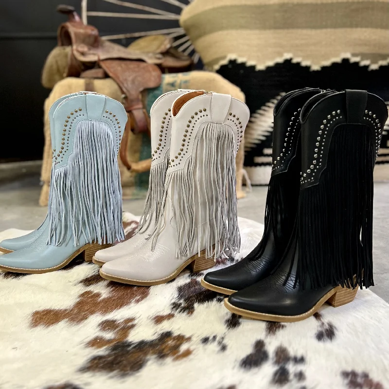 women's winter bootiesBeastly Fringe Boots*