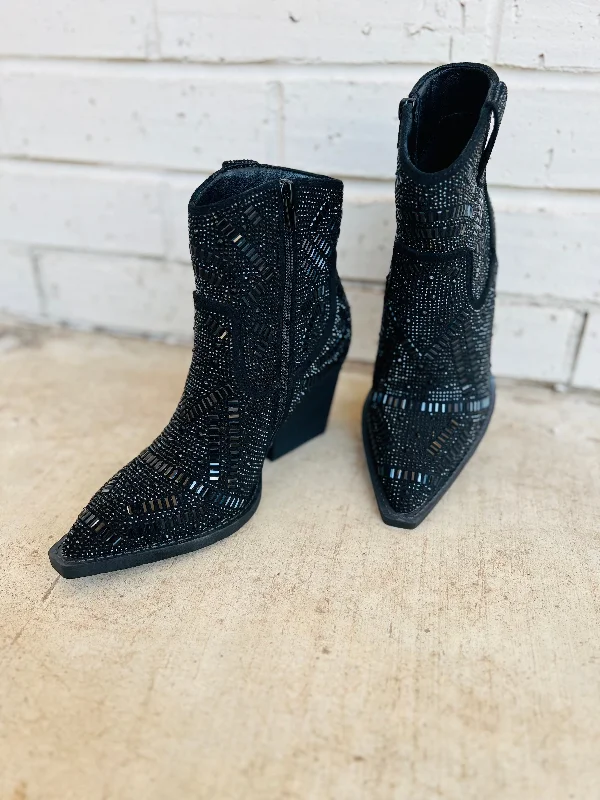 women's booties for wide calvesBlack Maze of Life Booties