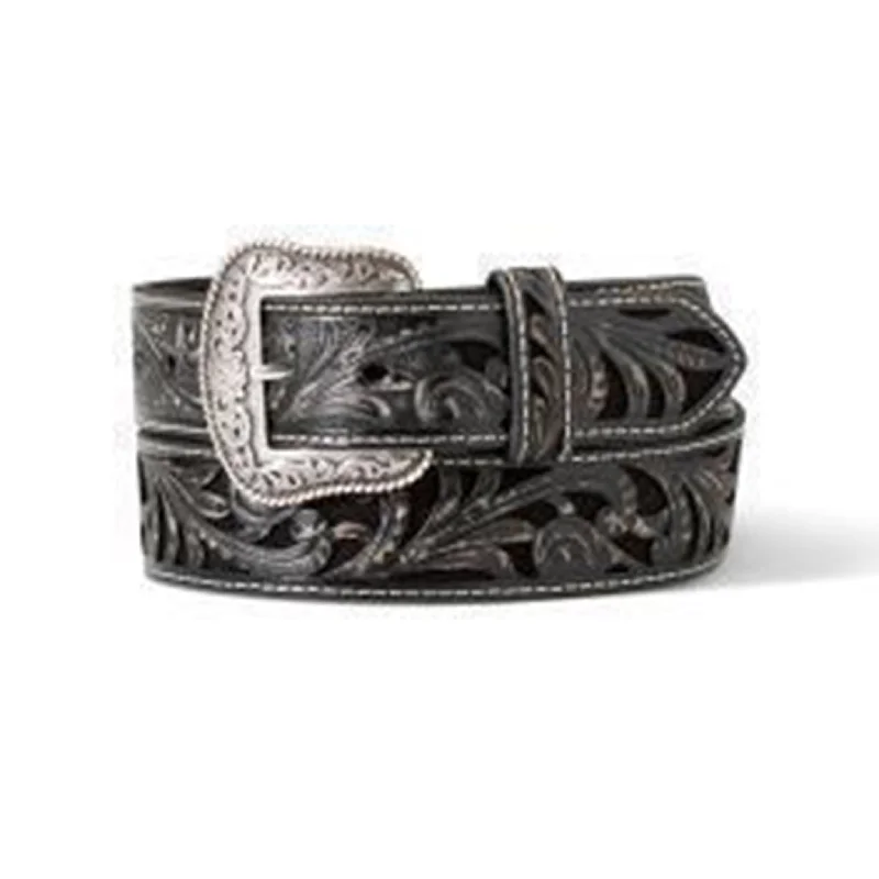 Ariat Women's Black Floral Embossed Belt