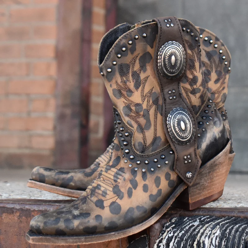 women's booties with Chelsea styleBuckled In Leopard Leather Bootie*