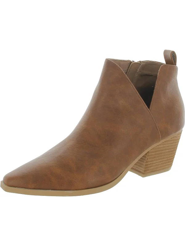 women's booties with velvetCapriana Womens Faux Leather Stacked Heel Ankle Boots