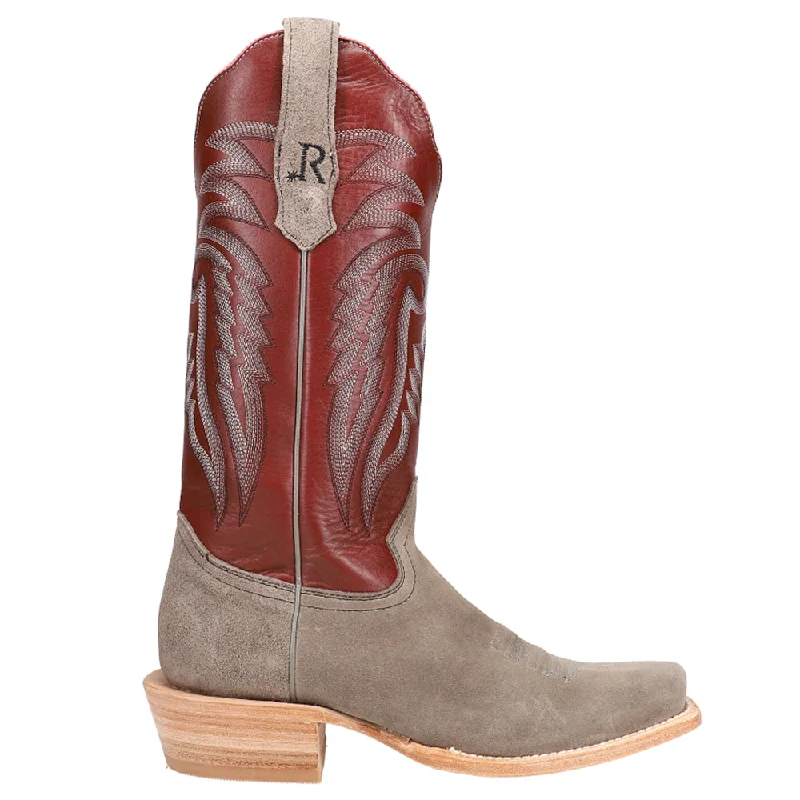 women's cowboy boots with stacked heelCharcoal Brush Off Embroidered Square Toe Cowboy Boots