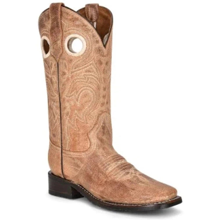 women's distressed moto bootsCircle G by Corral Women's Cognac Embroidery & Rubber Sole Cowboy Boot