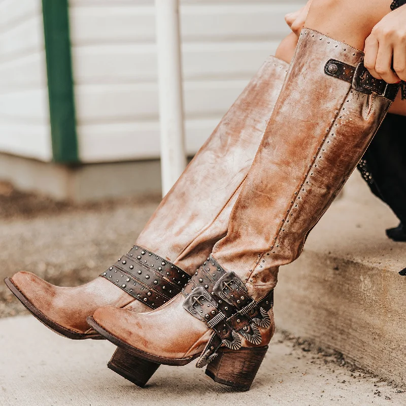 women's cowboy boots with embroideryCleo - Taupe
