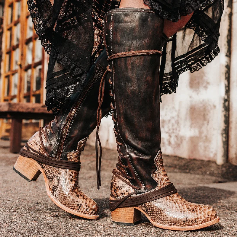 women's western boots for workCoal - Beige Python Multi