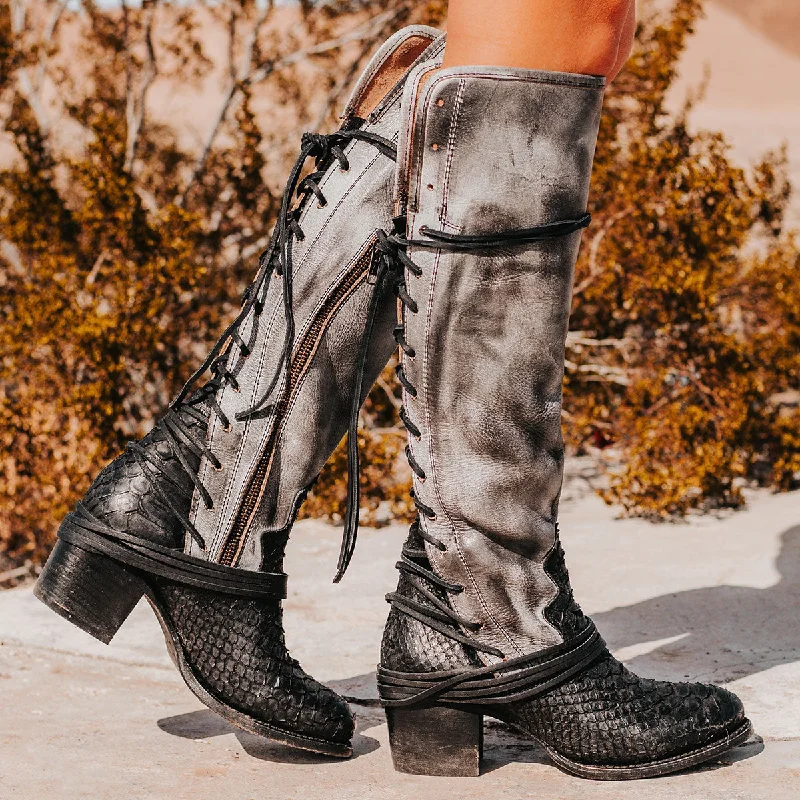 women's western boots with comfort insolesCoal - Black Python Multi