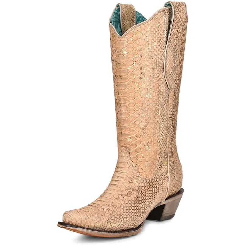 women's western boots with cutoutsCorral Women's Nude Full Python Tall Boot