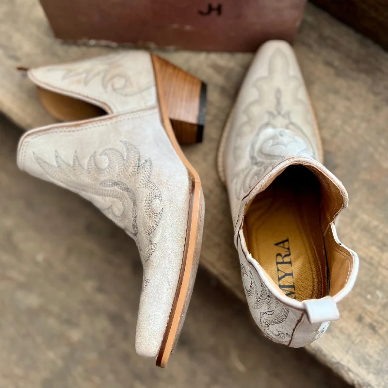 women's booties with velvetCream Leather Hold A Grudge Booties
