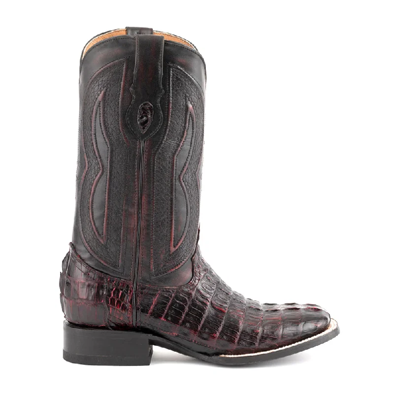 women's short cowboy bootsDakota Caiman Crocodile Square Toe Cowboy Boots