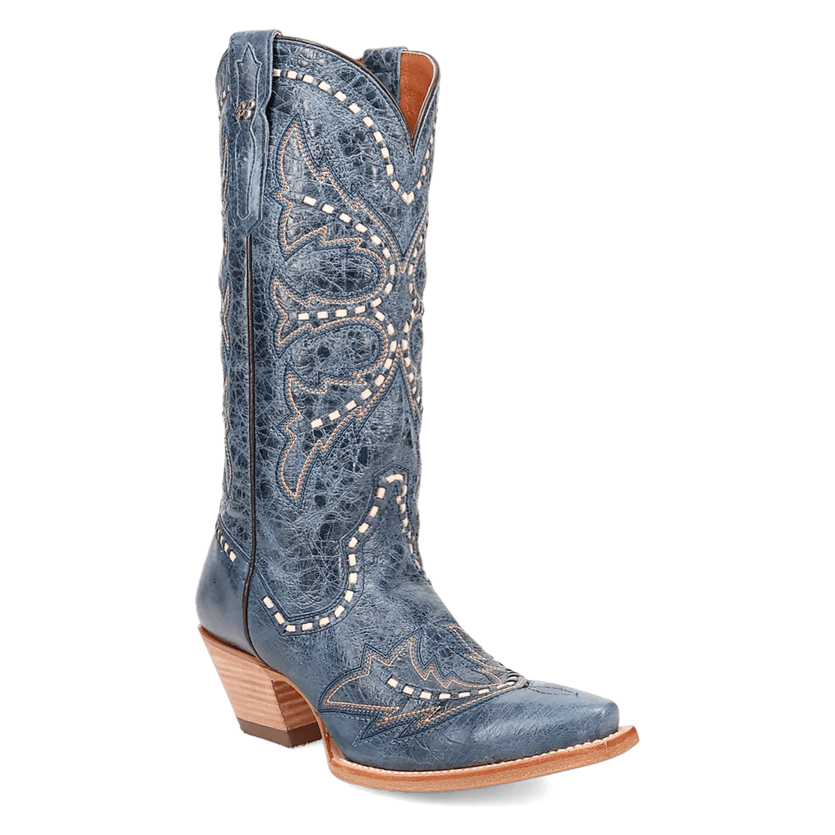 women's cowgirl boots with floral inlayDan Post Women's Mesa Leather Boot in Blue