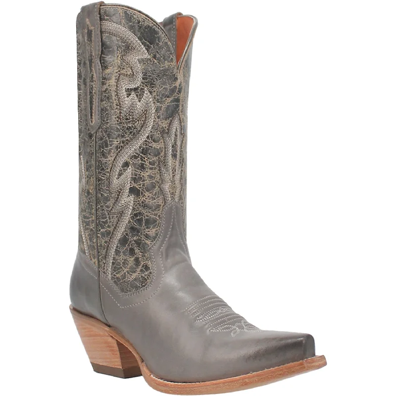 women's cowboy boots with spursDan Post Womens Tria Grey Leather Cowboy Boots