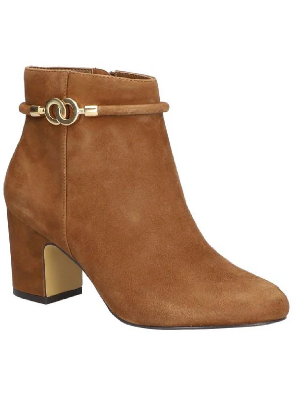 women's booties with floral designDiaz Womens Faux Suede Heel Ankle Boots