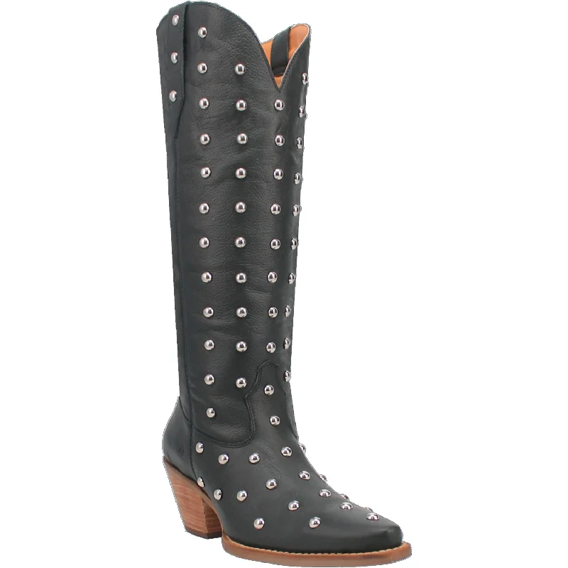women's cowboy boots for fashionDingo Womens Broadway Bunny Black Leather Cowboy Boots