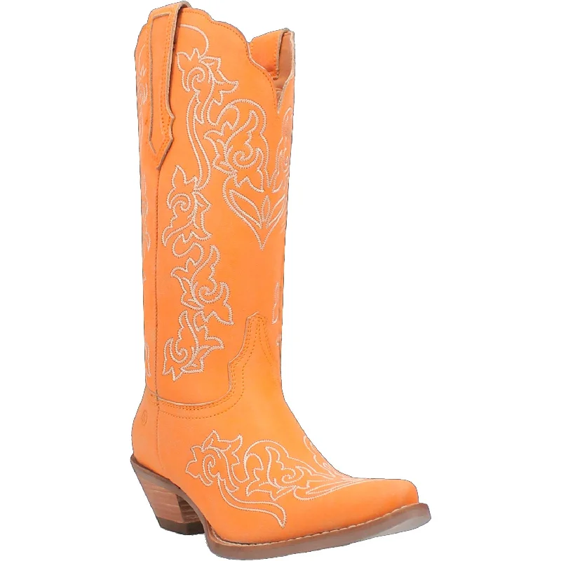 women's cowboy boots with lace-up detailDingo Womens Flirty N Fun Orange Leather Cowboy Boots