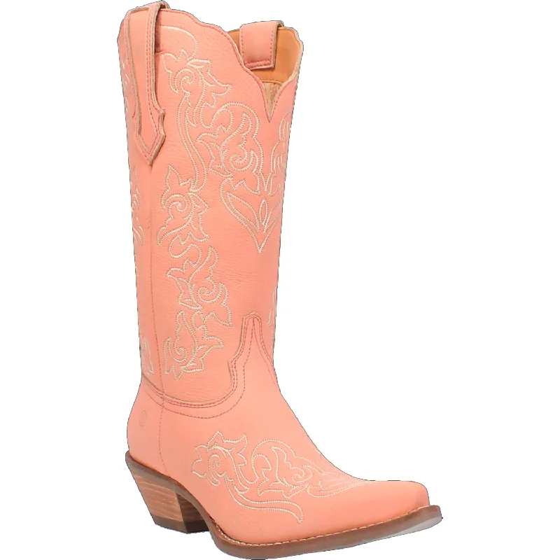 women's suede cowboy bootsDingo Womens Flirty N Fun Peach Leather Cowboy Boots