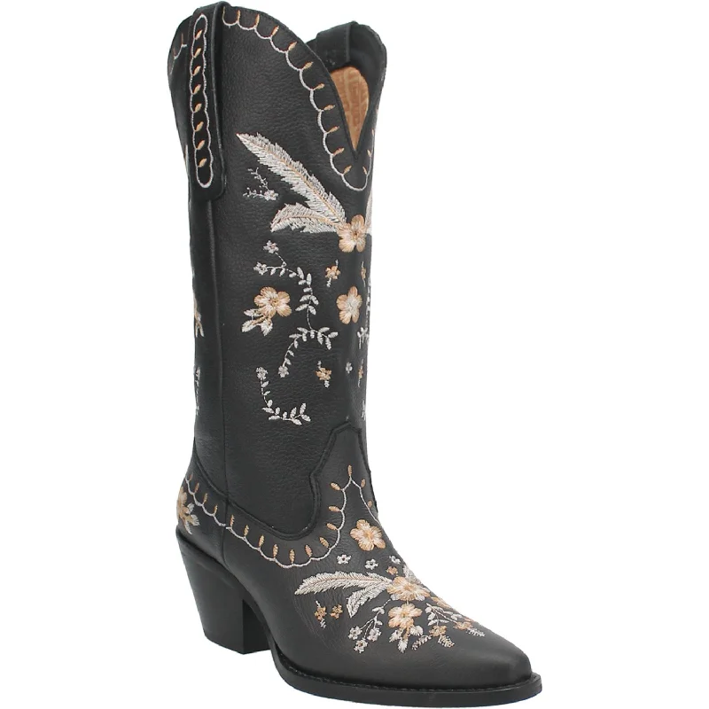 women's cowboy boots with spursDingo Womens Full Bloom Cowboy Boots Leather Black
