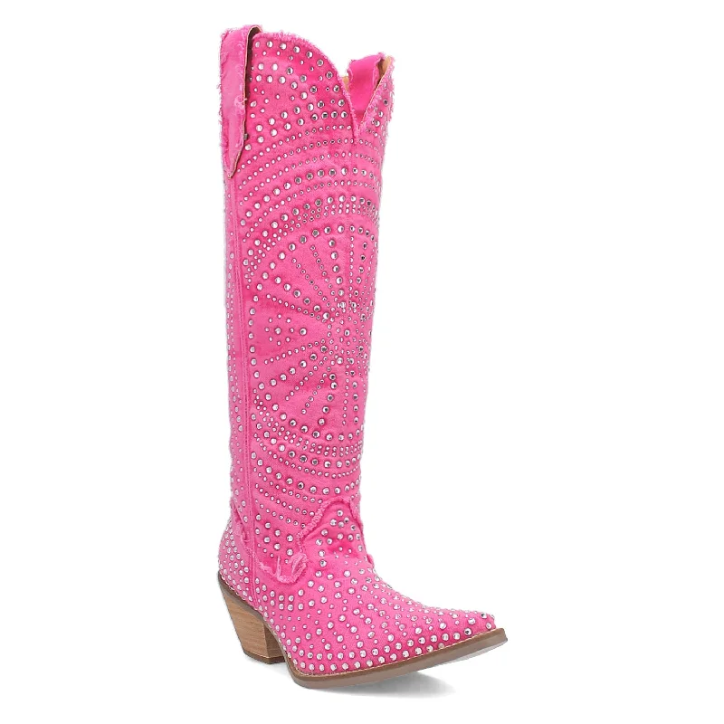 women's cowboy boots with fringeDingo Womens Honkytonk Honey Pink Denim Cowboy Boots
