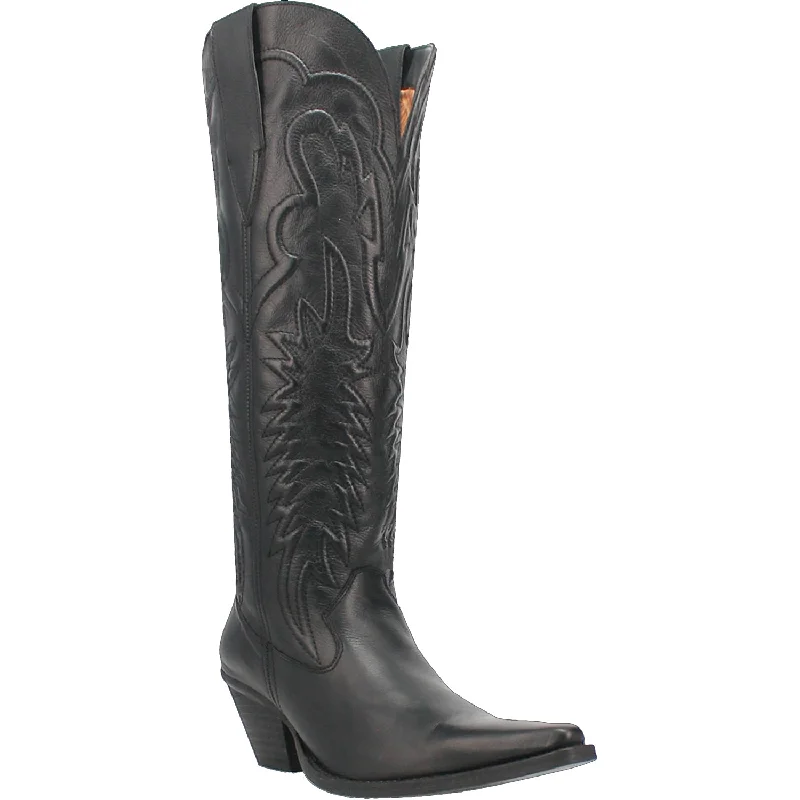 women's cowboy boots with rhinestonesDingo Womens Raisin Kane Black Leather Cowboy Boots