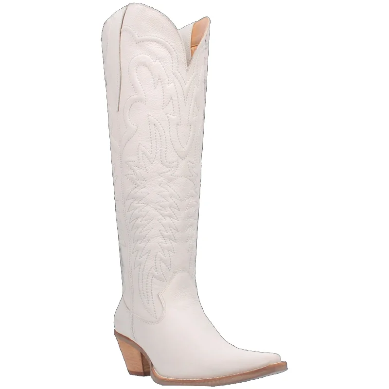 women's cowboy boots for workDingo Womens Raisin Kane White Leather Cowboy Boots