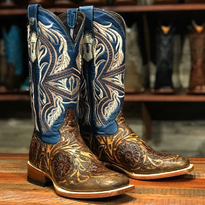 women's booties for tall womenSin Wagon Tooled Leather Boots