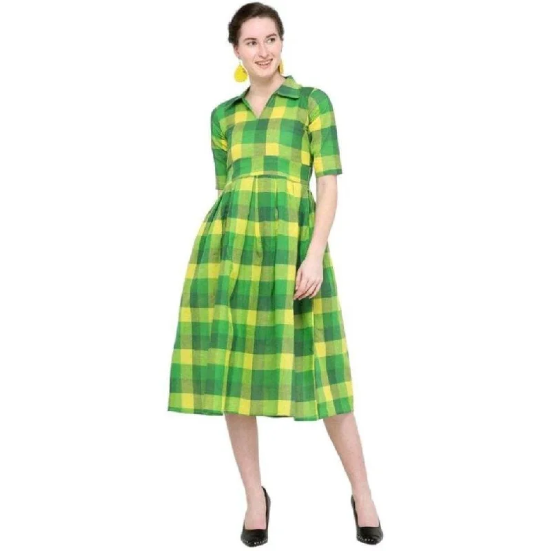 women's moto boots with quilted panelsDesigner Mart Green & Yellow Cotton Weaving Checks Frock