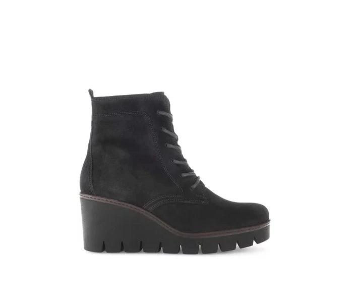 women's ankle boots for wide calvesGabor Suede Laced Platform Ankle Boot
