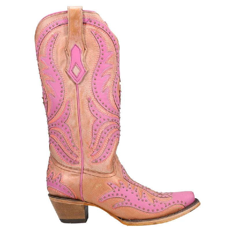 women's cowboy boots with low heelGlow In The Dark Embroidery Tooled Inlay Studded Snip Toe Cowboy Boots