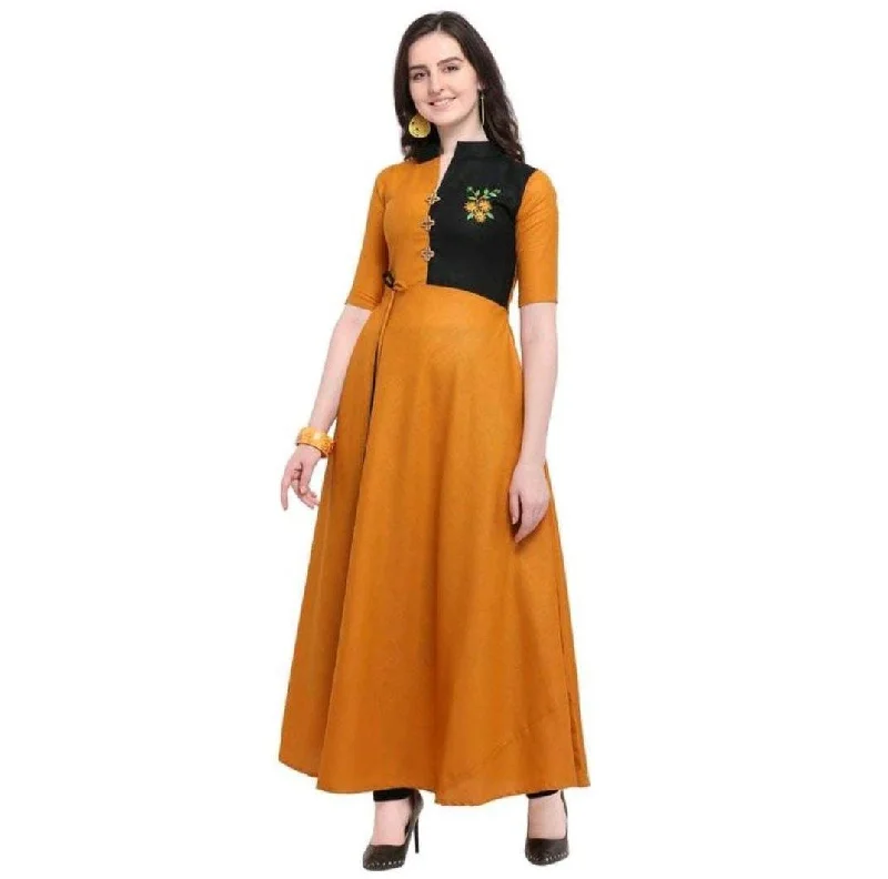 women's western boots with metallic finishesDesigner Mart Mustard Ruby Cotton Gown Dress