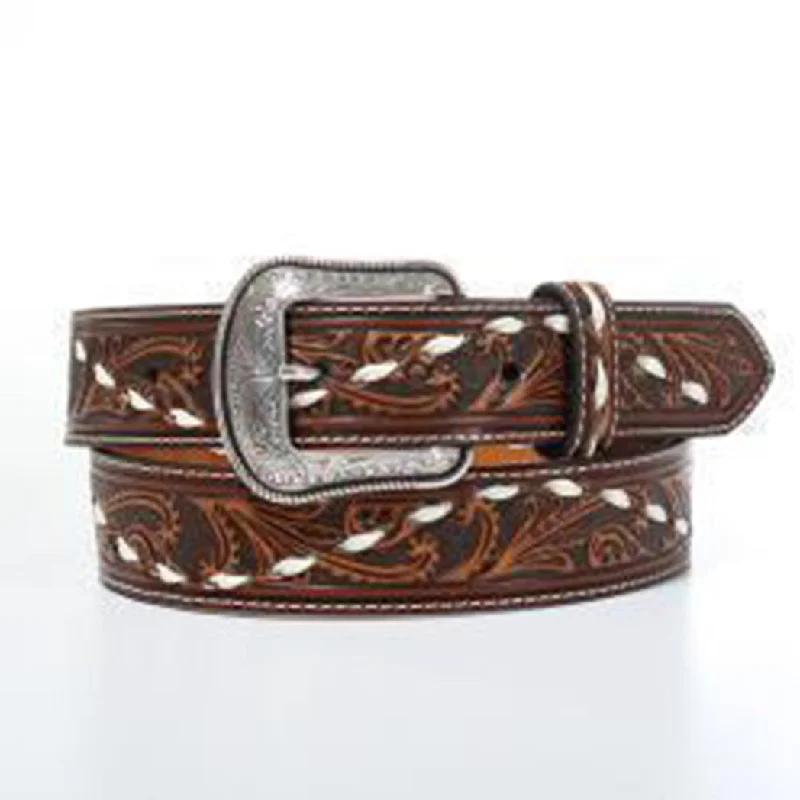 3D Belt CO. Men's Hand Tooled Basket Lace Belt