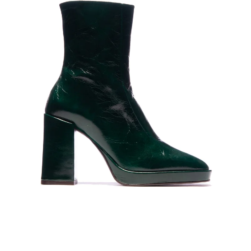 women's ankle boots with chunky heelsHillman Green Leather